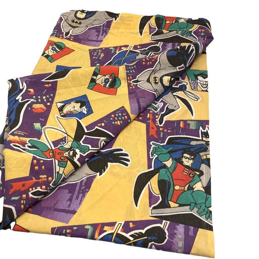 Vintage 1995 DC Comics Batman Joker Robin Twin Top Flat Sheet 90's Riddler